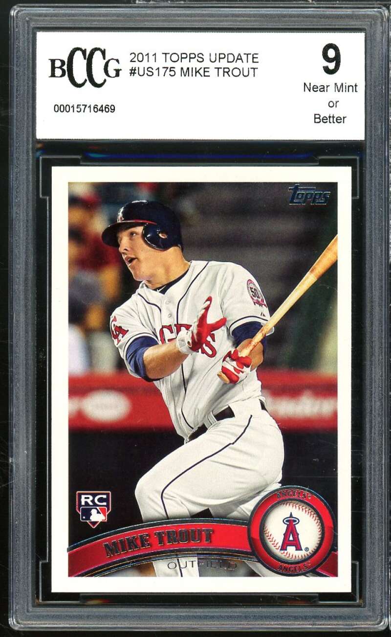 2011 Topps Update #US175 Mike Trout Rookie Card BGS BCCG 9 Near Mint+ Image 1