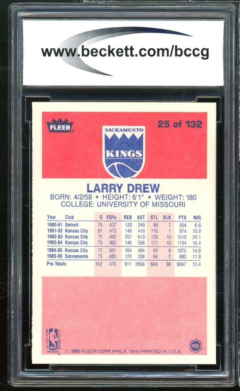 1986-87 Fleer #25 Larry Drew Rookie Card BGS BCCG 10 Mint+ Image 2