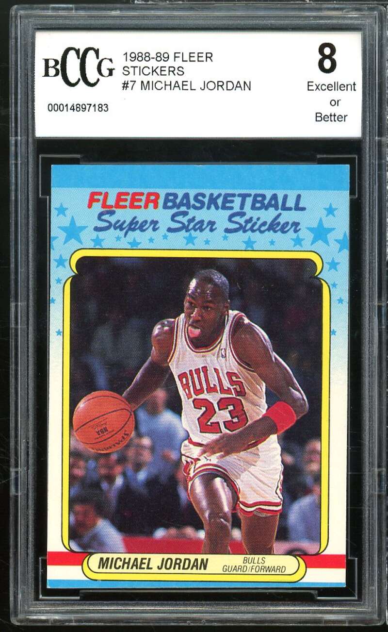 1988-89 Fleer Stickers #7 Michael Jordan BGS BCCG 8 Excellent+ Image 1