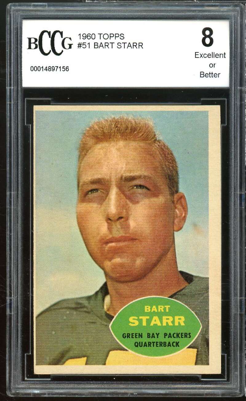 1960 Topps #51 Bart Starr Card BGS BCCG 8 Excellent+ Image 1