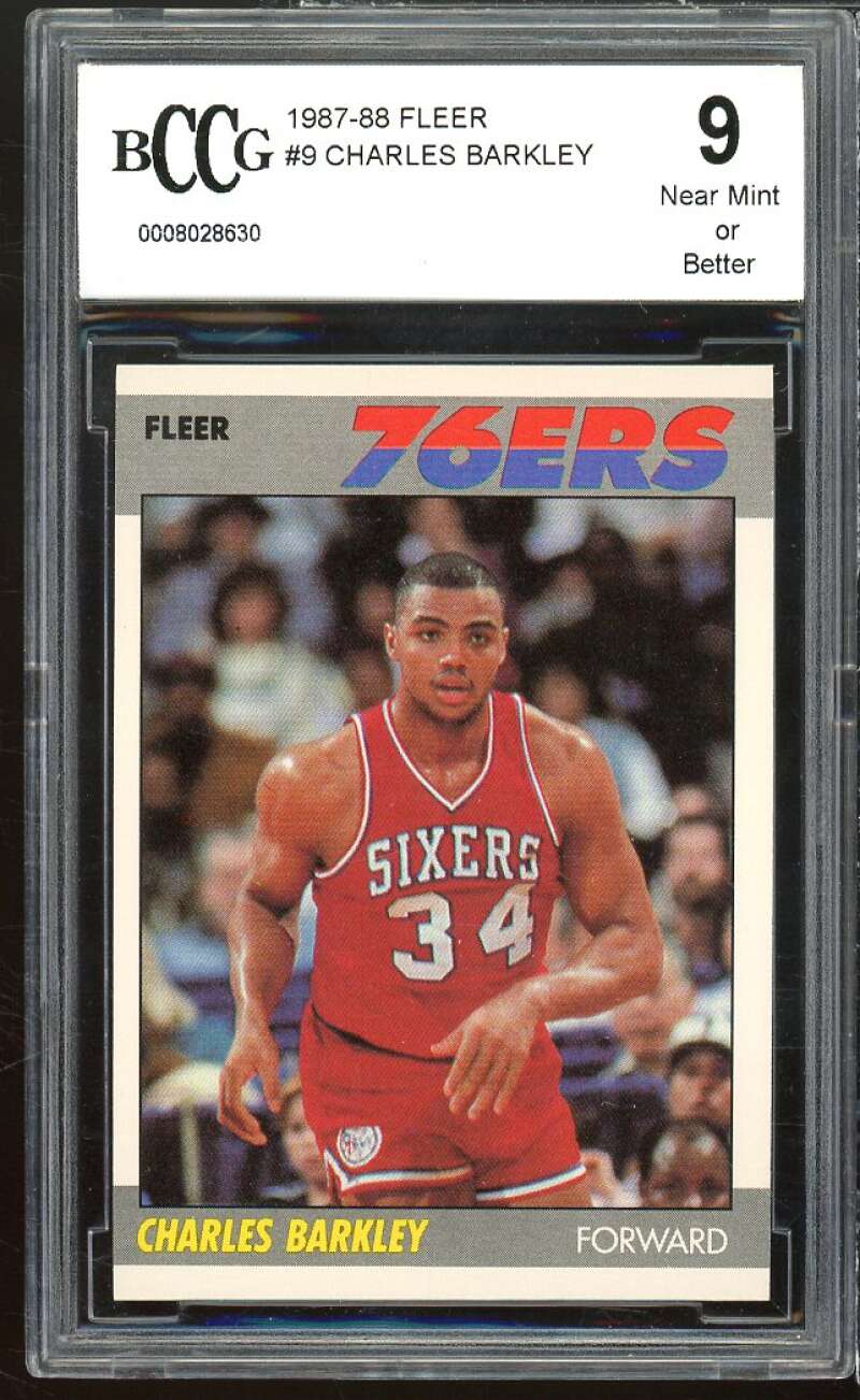 1987-88 Fleer #9 Charles Barkley Card BGS BCCG 9 Near Mint+ Image 1