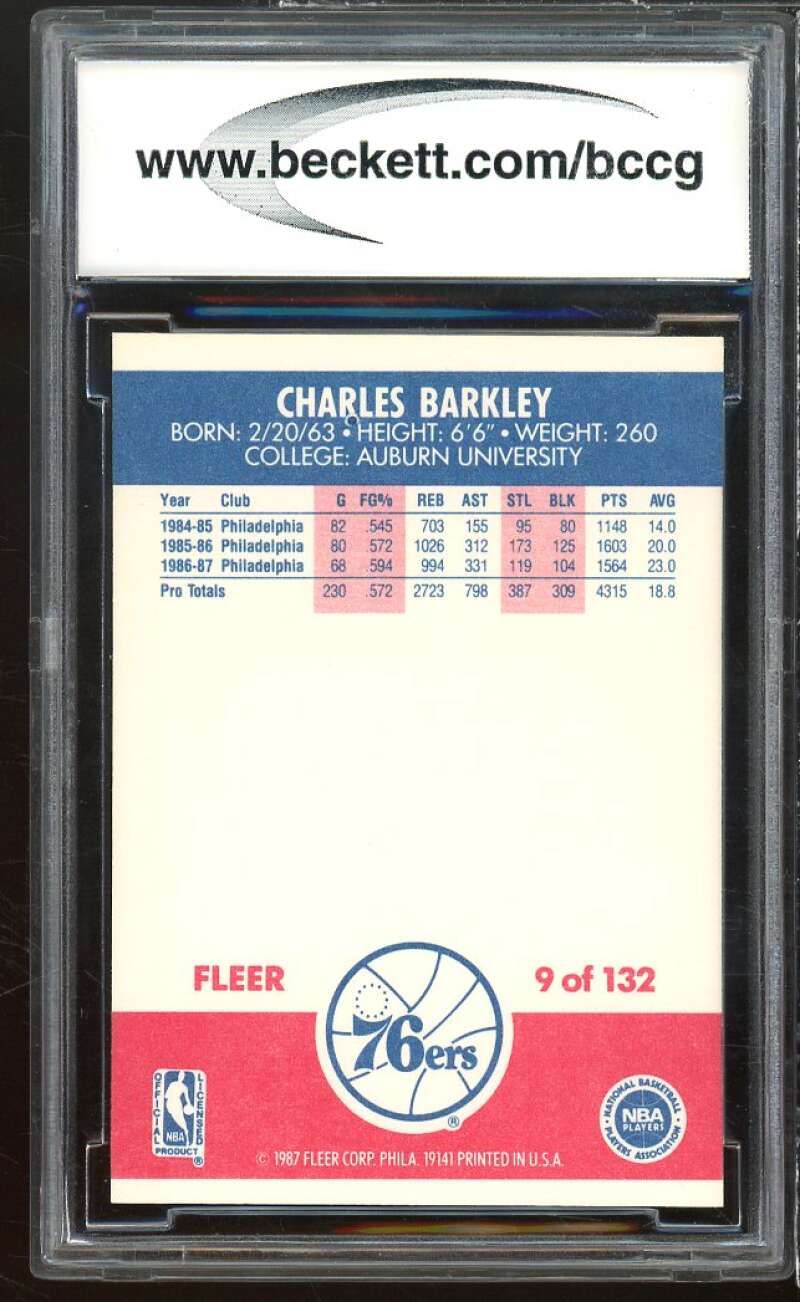 1987-88 Fleer #9 Charles Barkley Card BGS BCCG 9 Near Mint+ Image 2