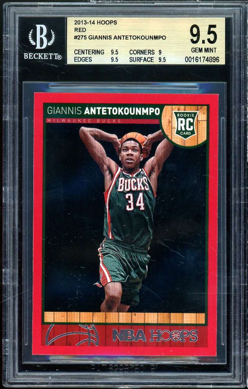 Giannis Antetokounmpo Rookie Card 2013-14 Hoops Red #275 BGS 9.5 (9.5 9 9.5 9.5) Image 1