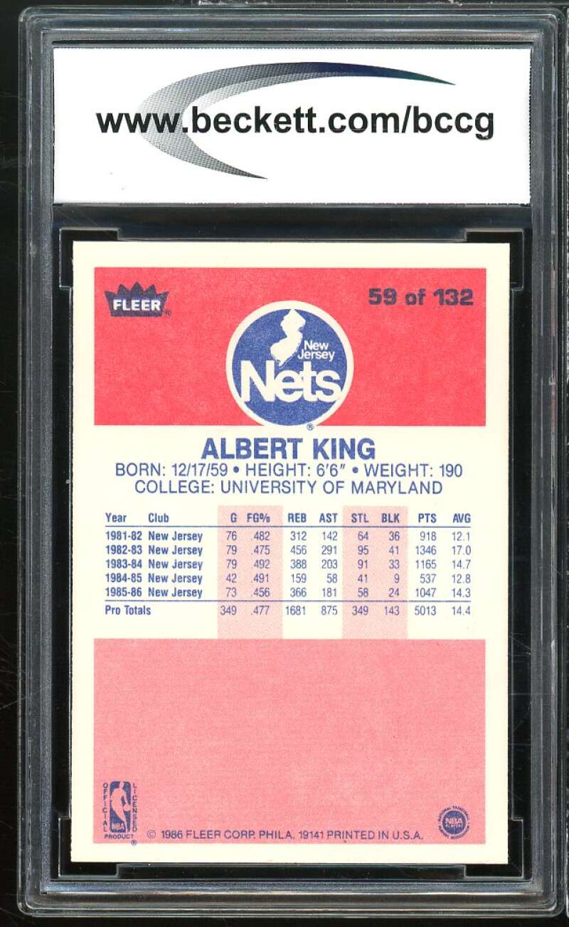 1986-87 Fleer #59 Albert King Rookie Card BCCG 10 Mint+ Image 2