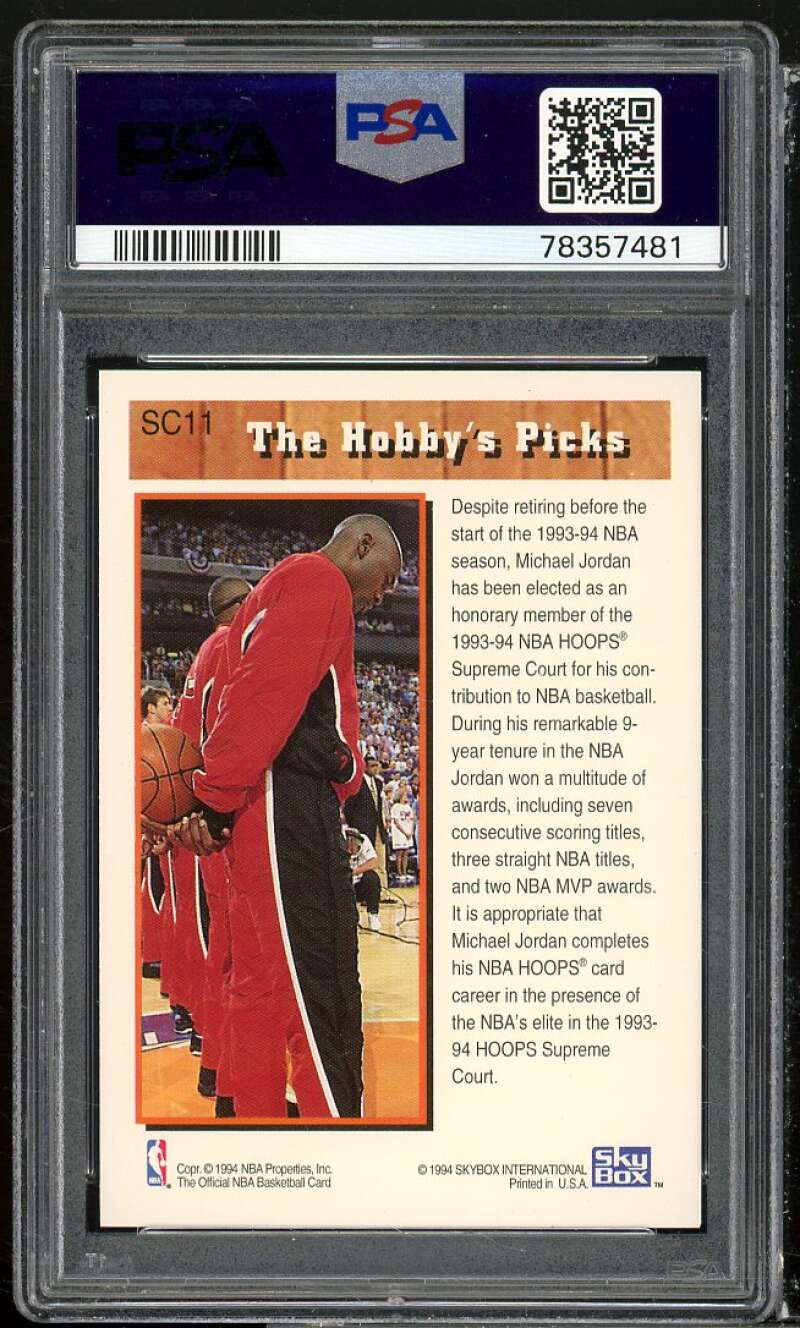 Michael Jordan Card 1993-94 Hoops Supreme Court #SC11 PSA 8 Image 2