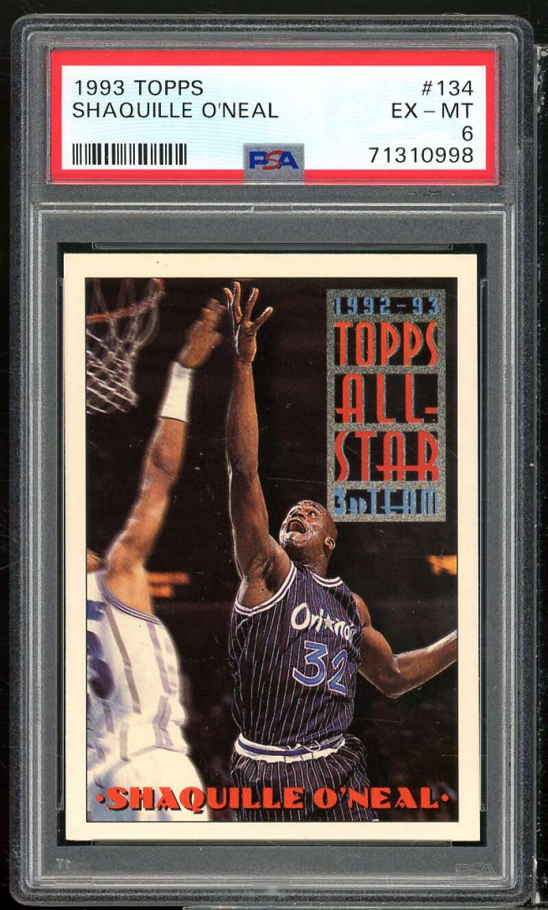 Shaquille O'Neal Card 1993-94 Topps #134 PSA 6 Image 1