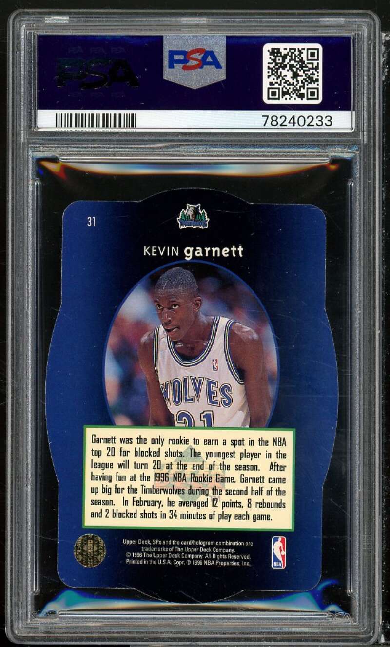 Kevin Garnett Card 1996 SPx #31 PSA 8 Image 2