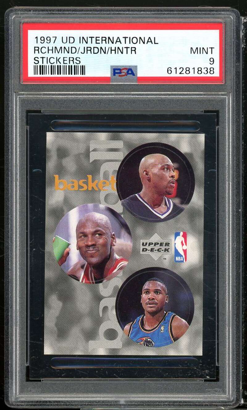 Richmond/Hunter/Michael Jordan 1997 UD International Stickers #nno PSA 9 Image 1