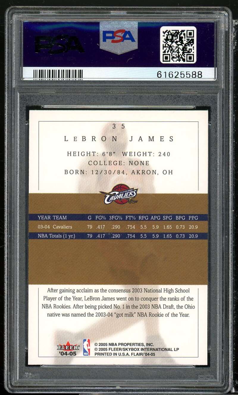 LeBron James Card 2004-05 Flair #35 PSA 9 Image 2