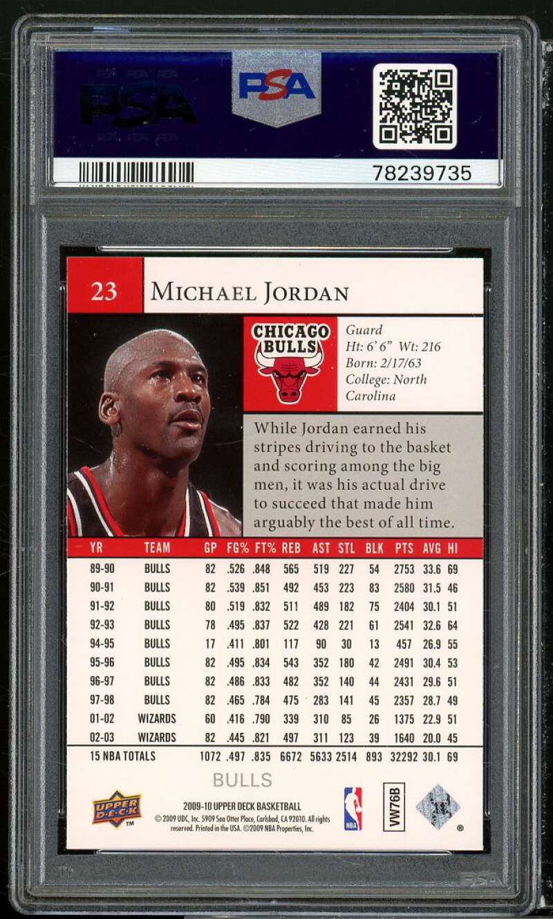 Michael Jordan Card 2009-10 Upper Deck #23 PSA 9 Image 2