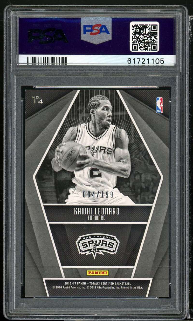 Kawhi Leonard 2016-17 Panini Totally Cert Franchise Foundations Red #14 PSA 8 Image 2