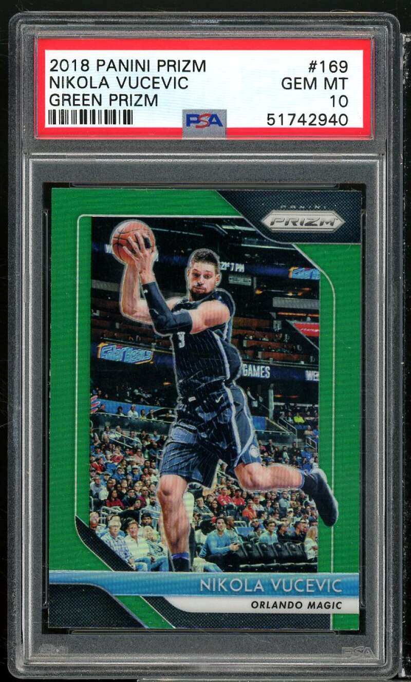 Nikola Vucevic Card 2018-19 Panini Prizm Green Prizm #169 PSA 10 Image 1