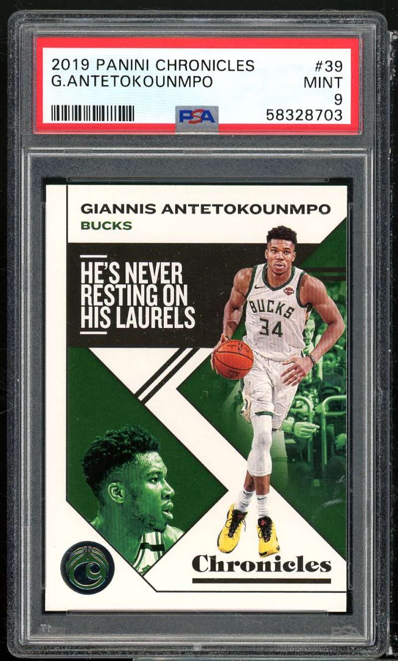 Giannis Antetokounmpo Card 2019-20 Panini Chronicles #39 PSA 9 Image 1