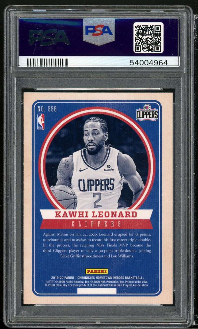 Kawhi Leonard Card 2019-20 Panini Chronicles #556 PSA 10 Image 2