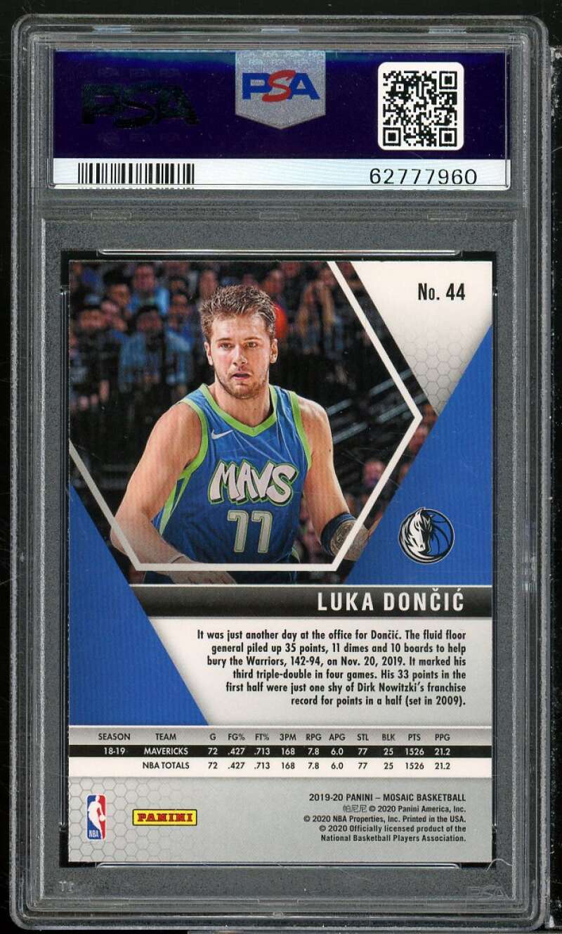 Luka Doncic Card 2019-20 Panini Mosaic #44 PSA 9 Image 2