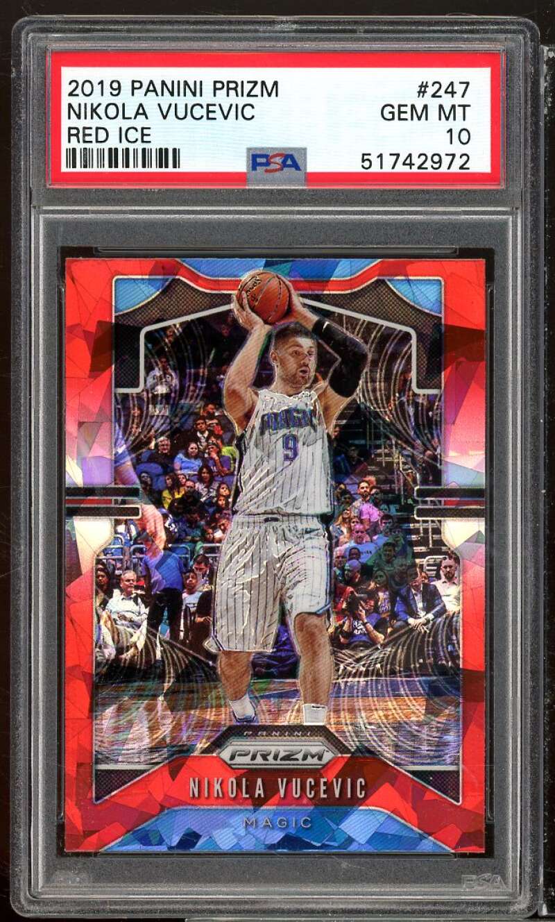 Nikola Vucevic Card 2019-20 Panini Prizm Red Ice #247 PSA 10 Image 1