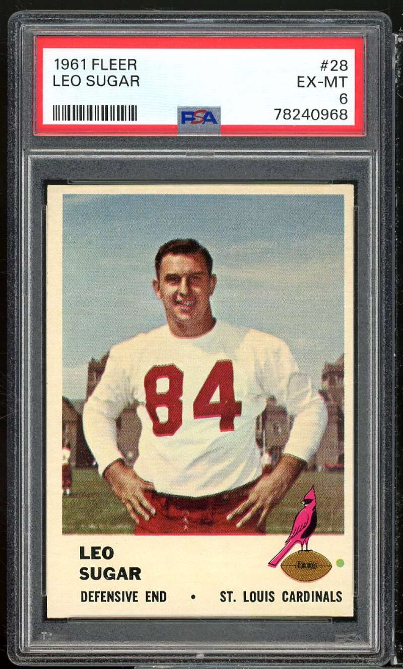 Leo Sugar Card 1961 Fleer #28 PSA 6 Image 1