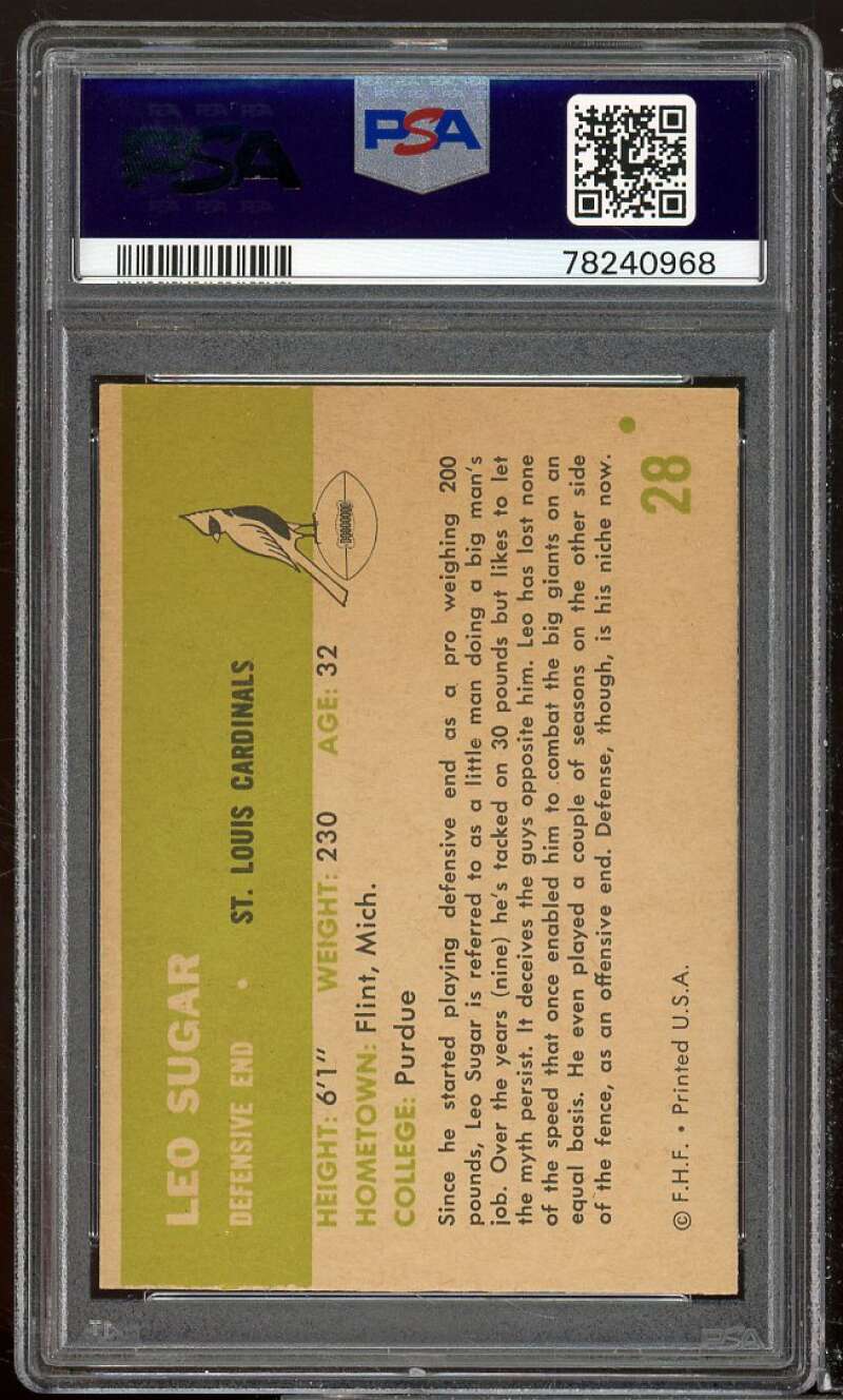 Leo Sugar Card 1961 Fleer #28 PSA 6 Image 2