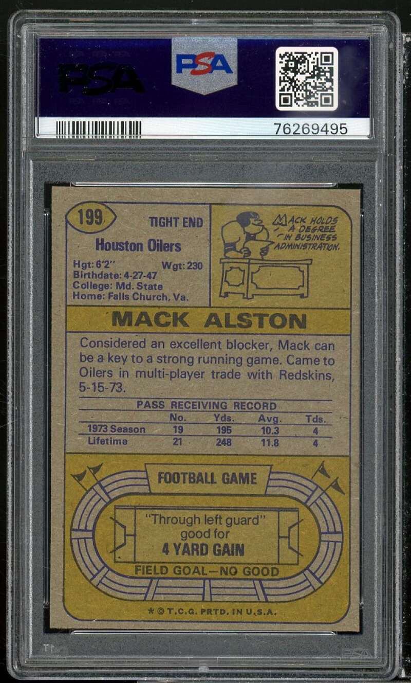 Mack Alston Card 1974 Topps #199 PSA 8 Image 2