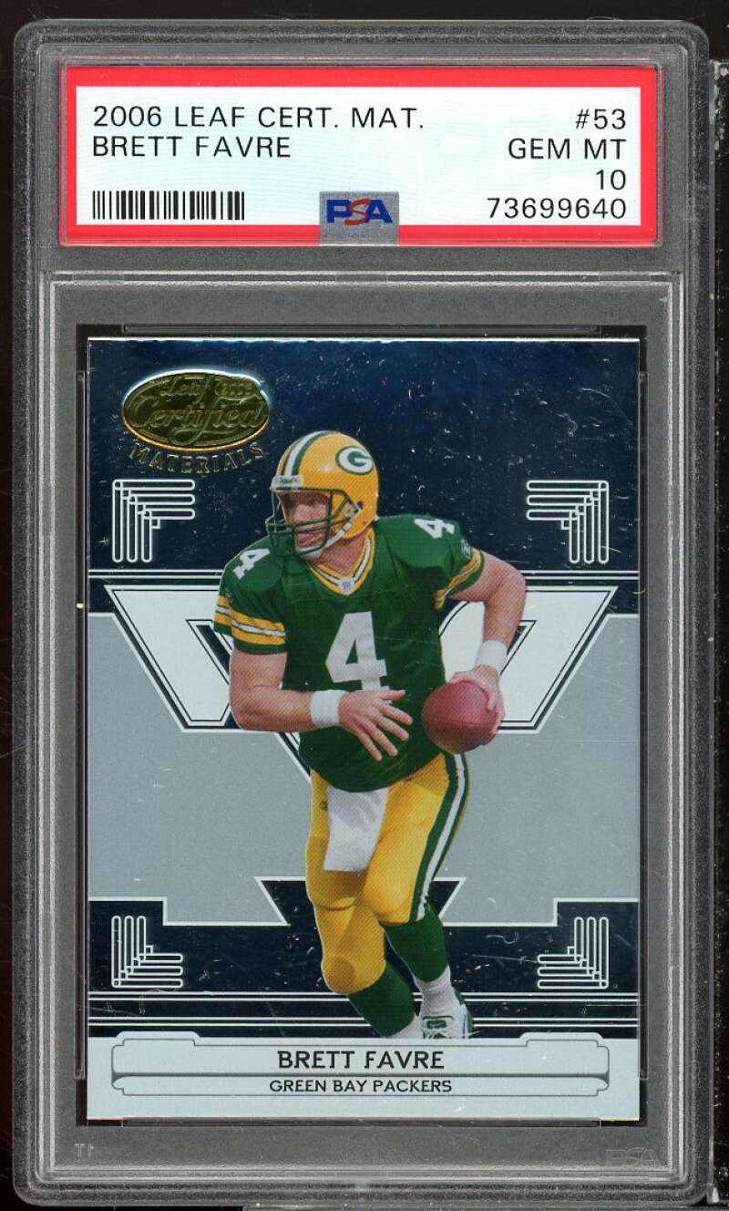 Brett Favre Card 2006 Leaf Certified Materials #53 PSA 10 Image 1