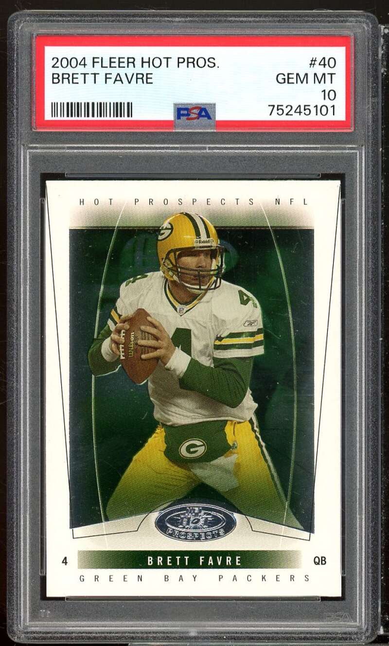 Brett Favre Card 2004 Fleer Hot Prospects #40 PSA 10 Image 1