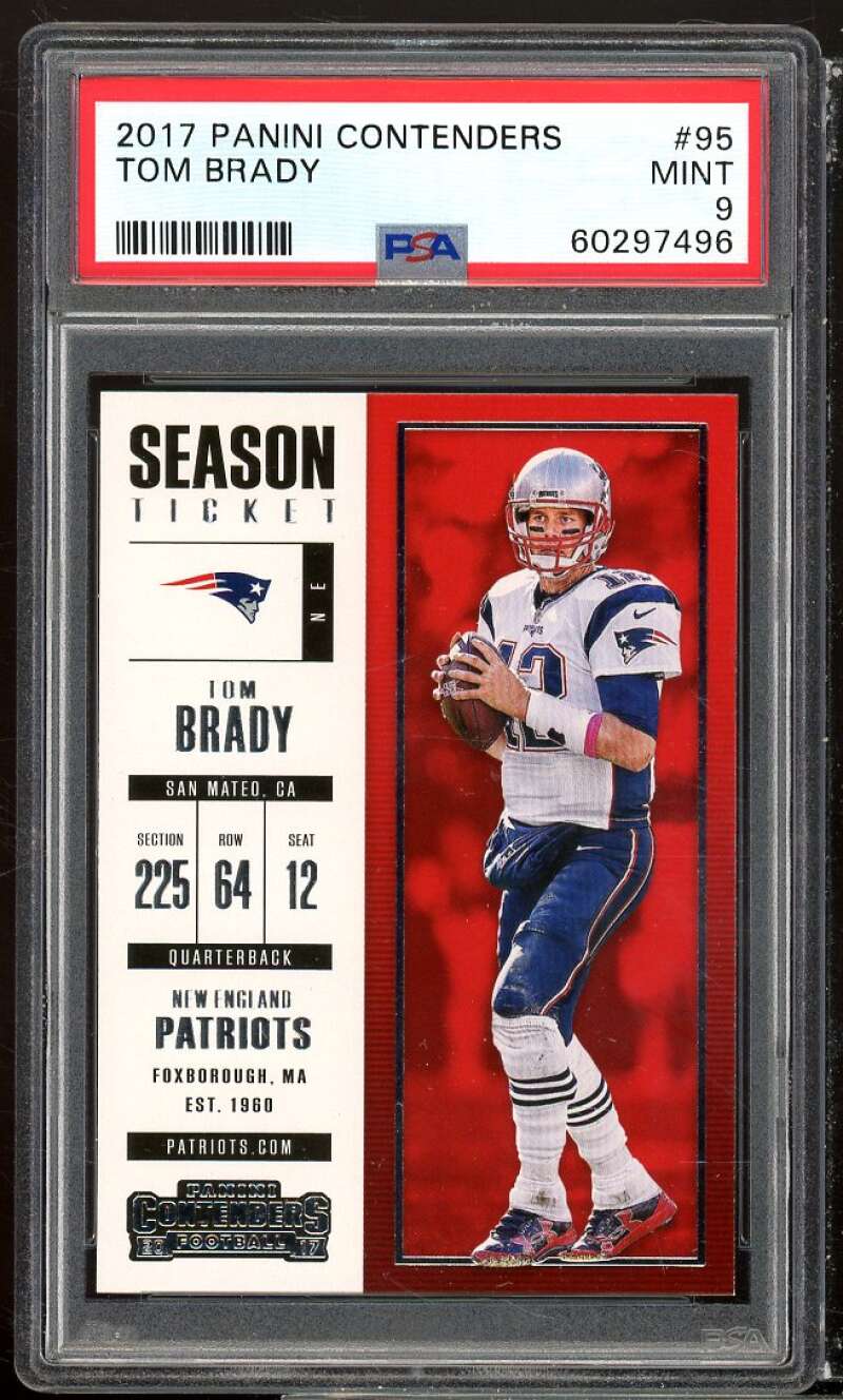 Tom Brady Card 2017 Panini Contenders #95 PSA 9 Image 1