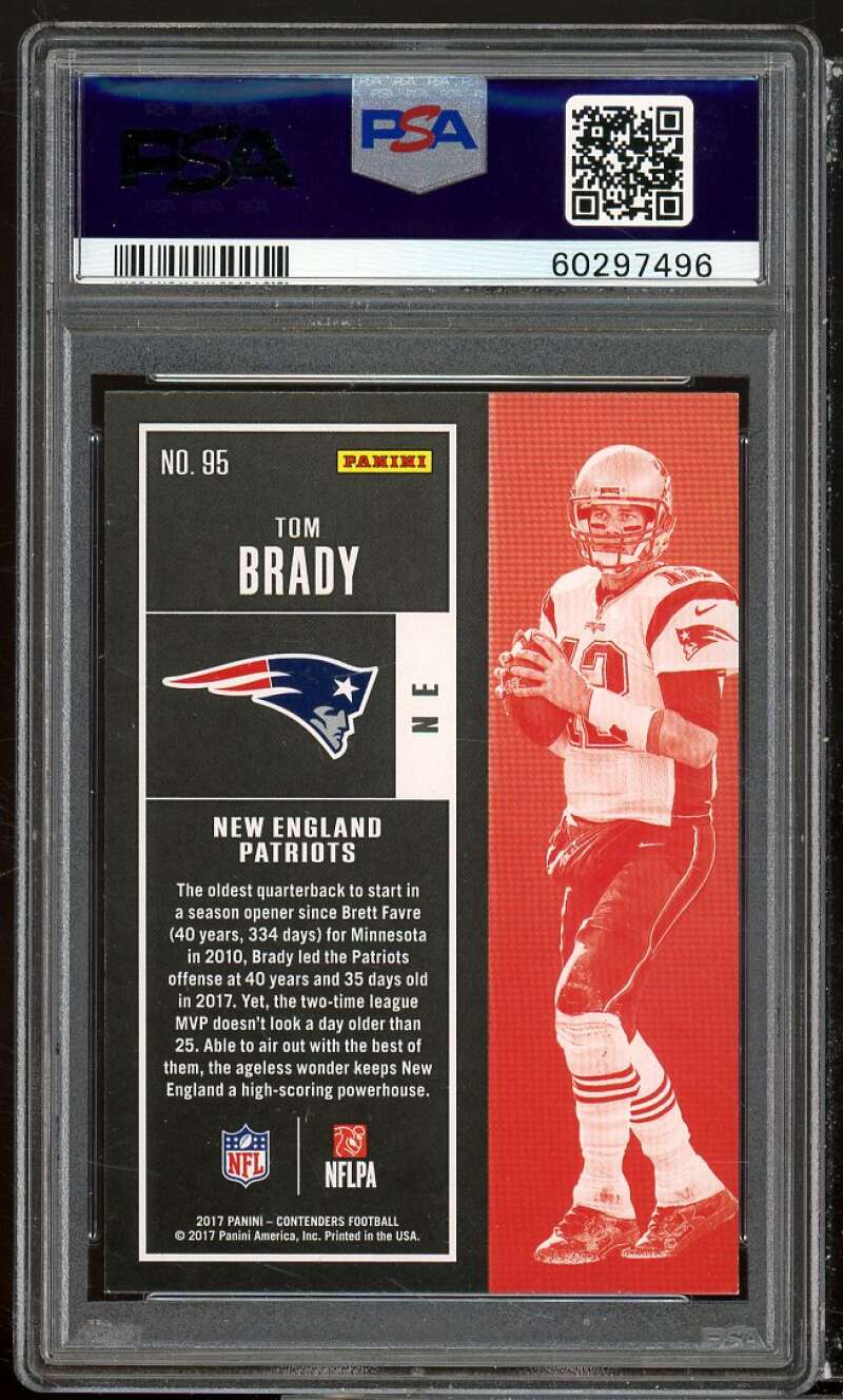 Tom Brady Card 2017 Panini Contenders #95 PSA 9 Image 2