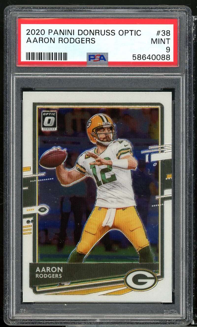 Aaron Rodgers Card 2020 Panini Donruss Optic #38 PSA 9 Image 1