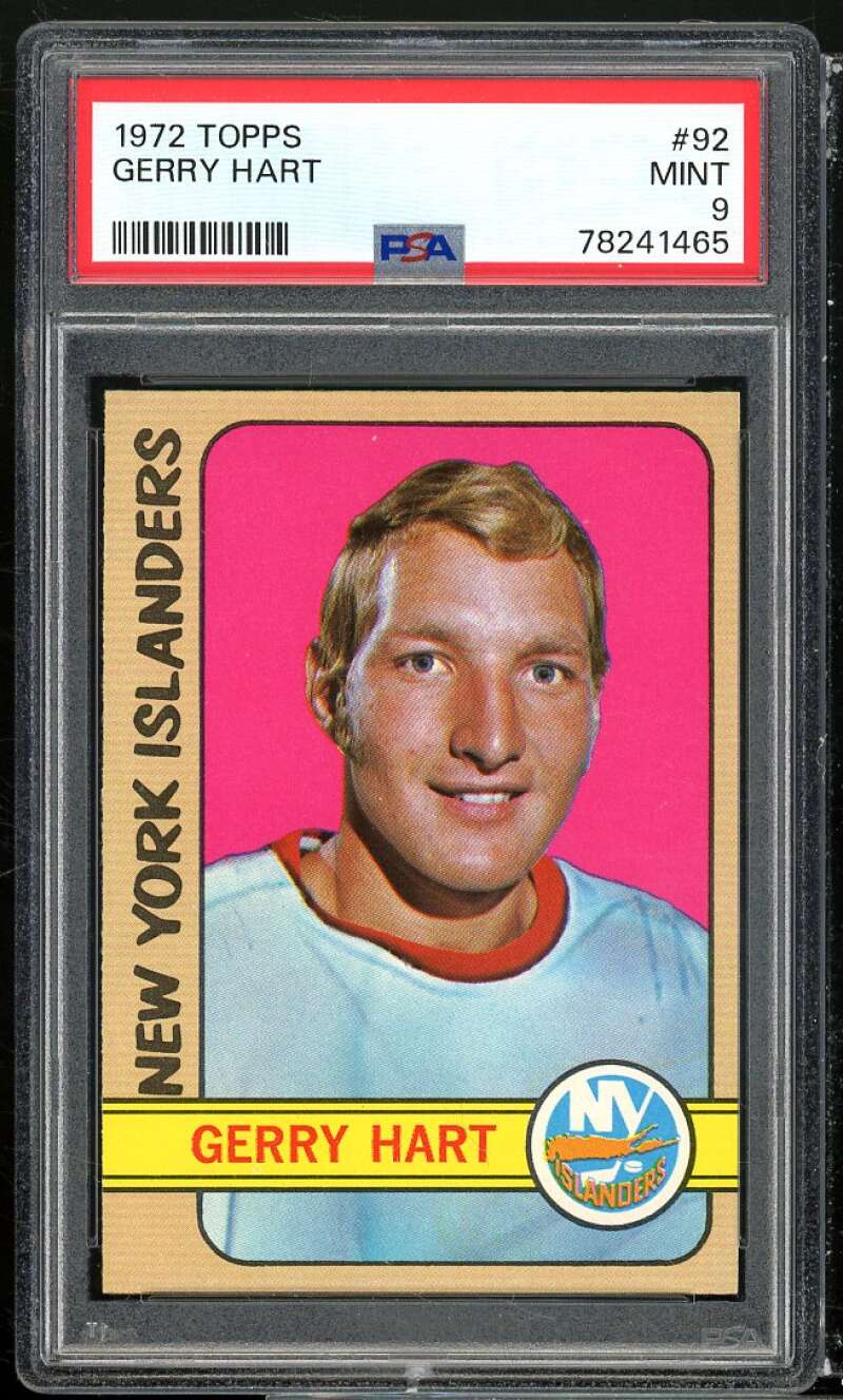 Gerry Hart Card 1972-73 Topps #92 PSA 9 Image 1