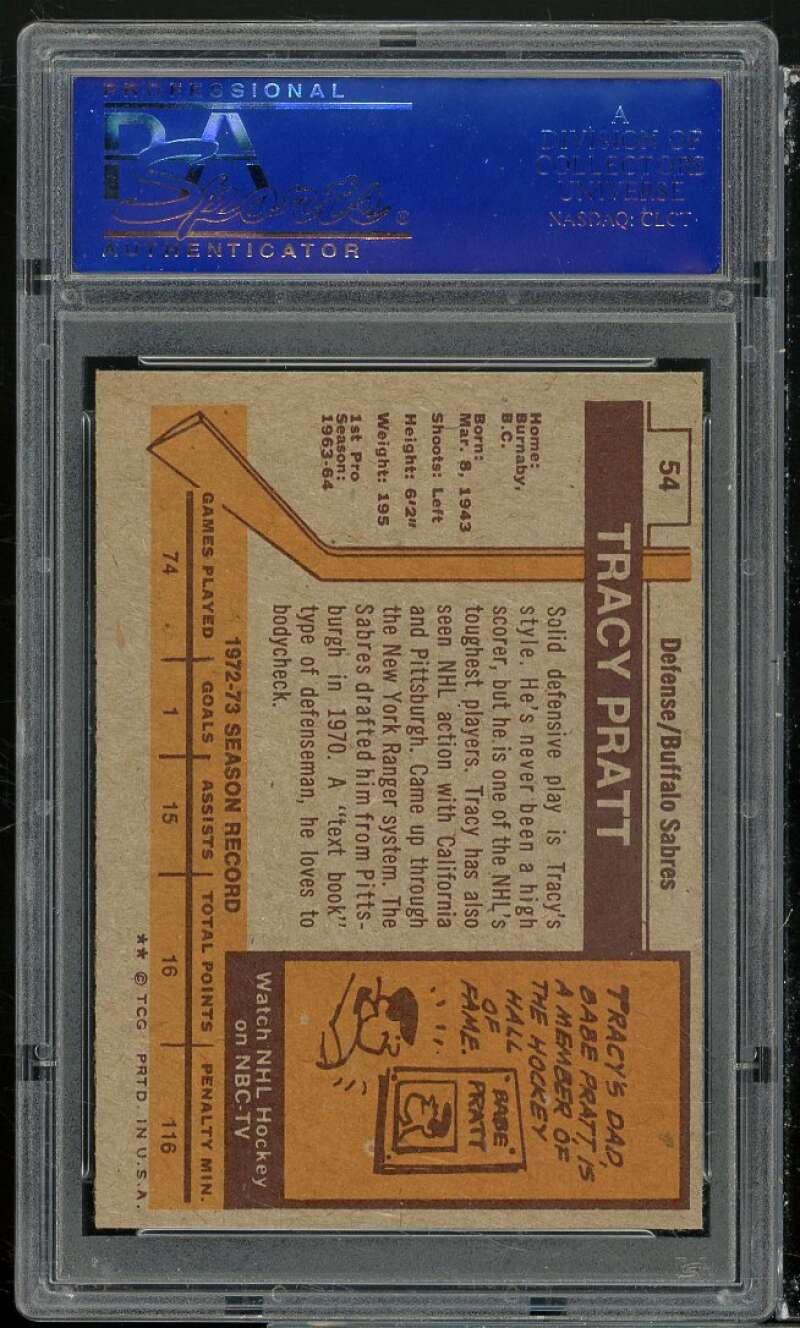 Tracy Pratt Card 1973-74 Topps #54 PSA 6 Image 2