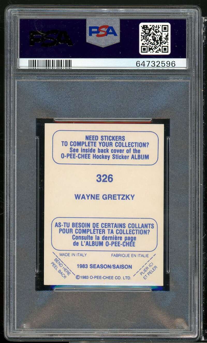 Wayne Gretzky Card 1983-84 O-Pee-Chee Stickers #326 PSA 6 Image 2