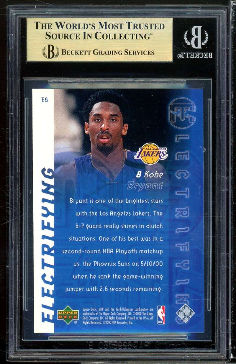 Kobe Bryant Card 2000-01 Upper Deck MVP Electrifying #e8 (pop 3) BGS 9.5 Image 2