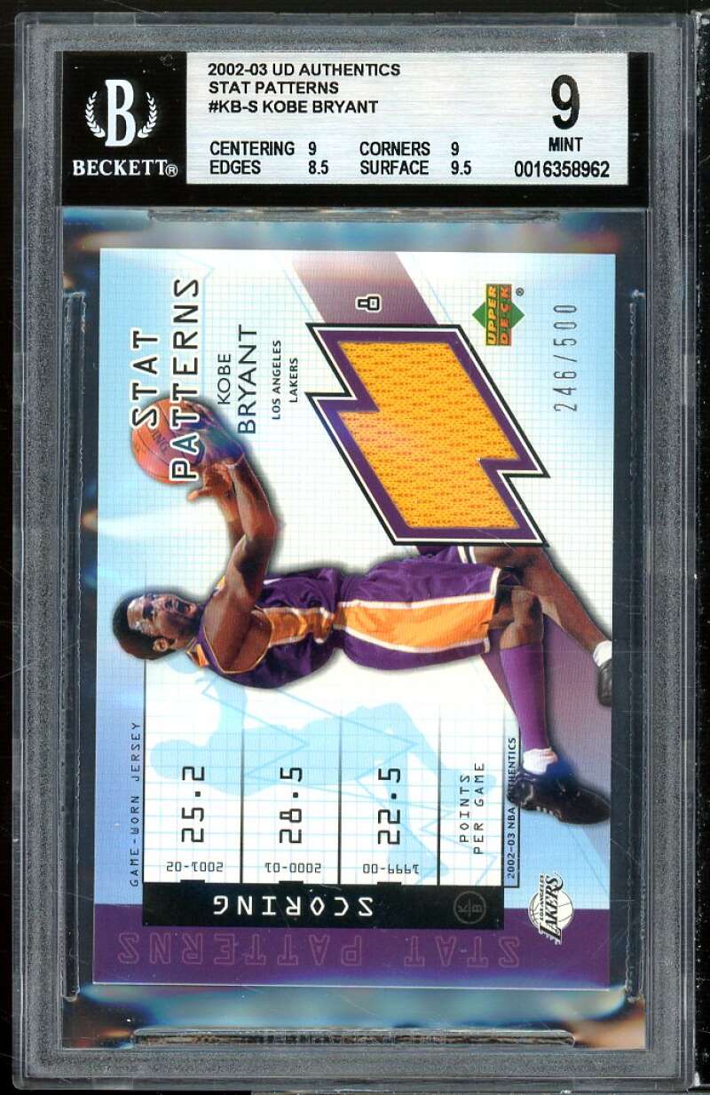 Kobe Bryant 2002-03 UD Authentic Stat Patterns #kb-s (pop 5) BGS 9 (9 9 8.5 9.5) Image 1