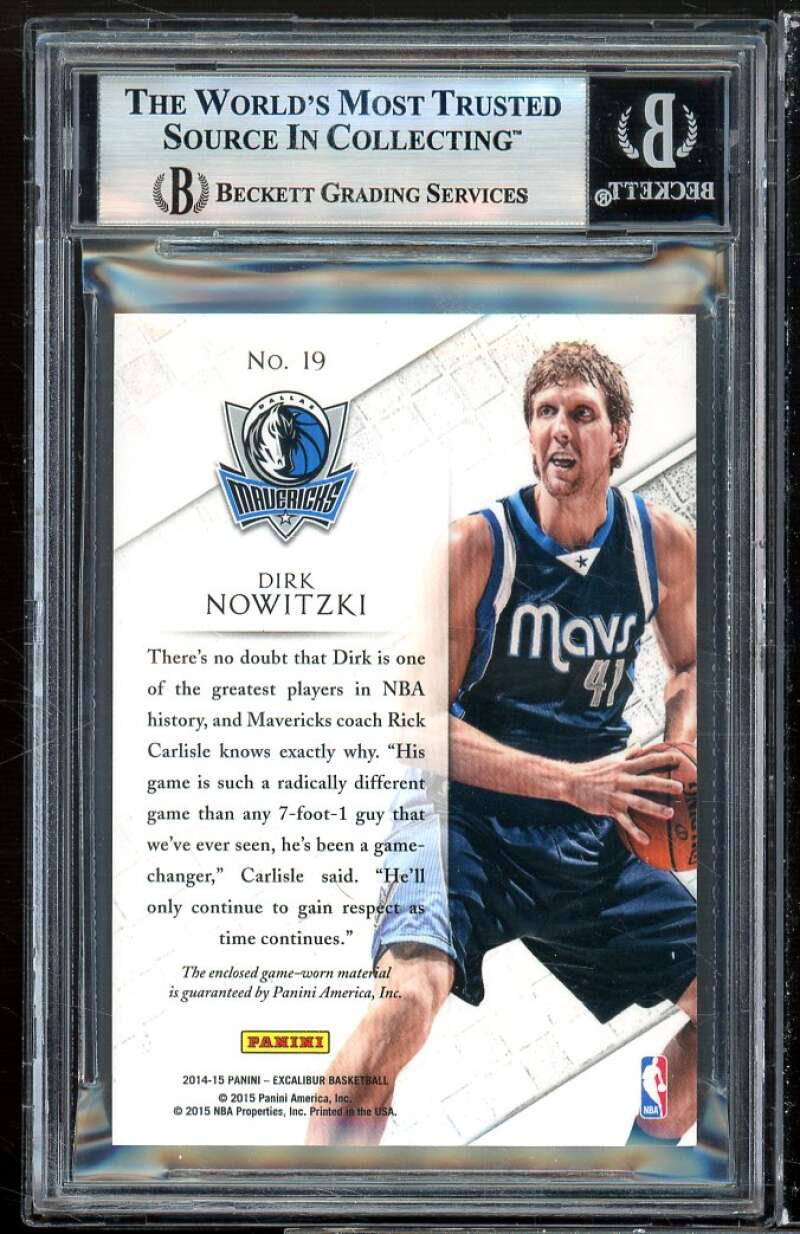 Dirk Nowitzki 2015-16 Excalibur Ringing Endorsements Jerseys Prime #19 BGS 9 Image 2