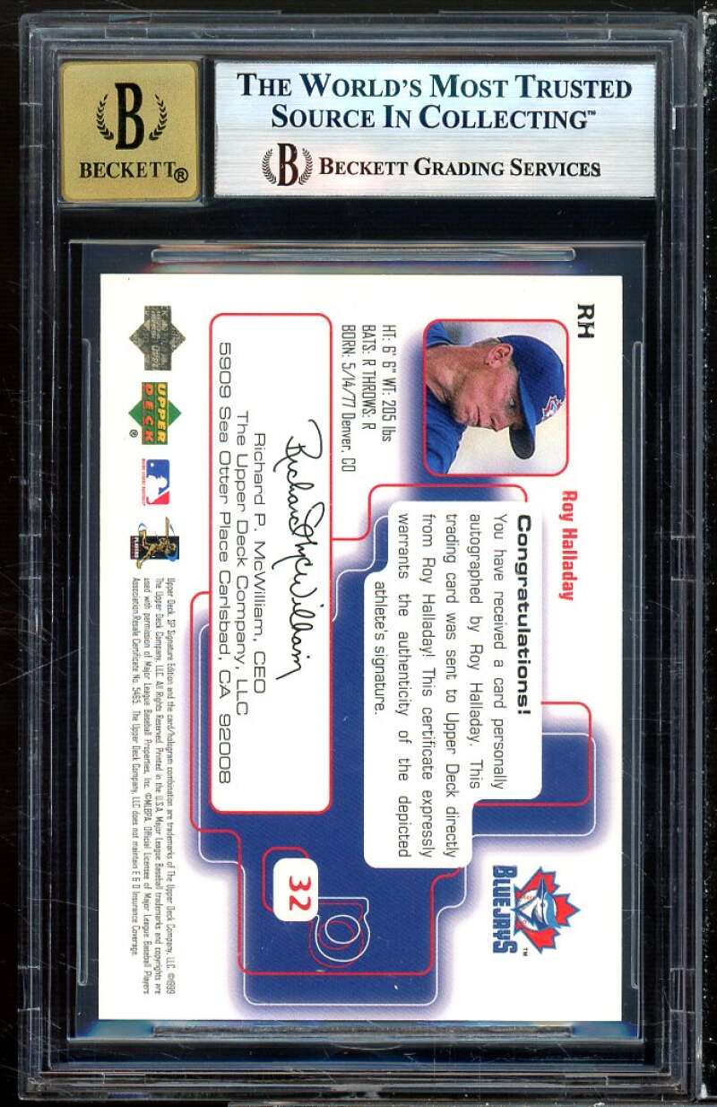 Roy Halladay Card 1999 SP Signature Autographs #rh BGS 9 (9 9 9.5 9) Image 2