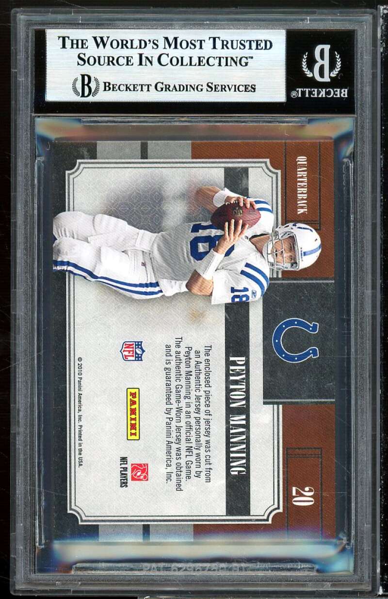 Peyton Manning 2010 Classics Sunday's Best jerseys #20 BGS 9 (8.5 9.5 9.5 9.5) Image 2