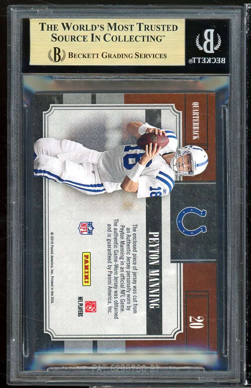 Peyton Manning 2010 Classics Sunday's Best jerseys #20 BGS 9.5 (9 9.5 9.5 9.5) Image 2