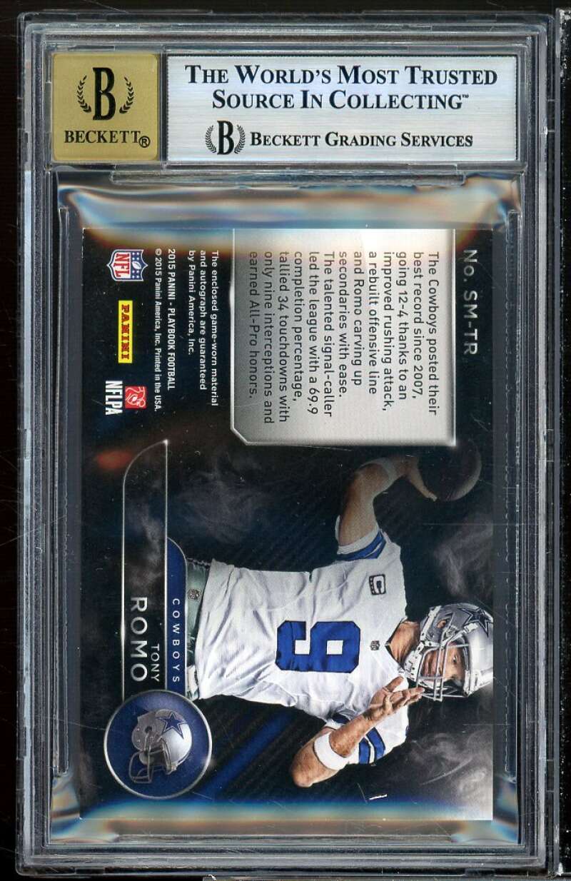 Tony Romo Card 2015 Panini Playbook Signature Materials #1 BGS 8 (9.5 7.5 9 9) Image 2