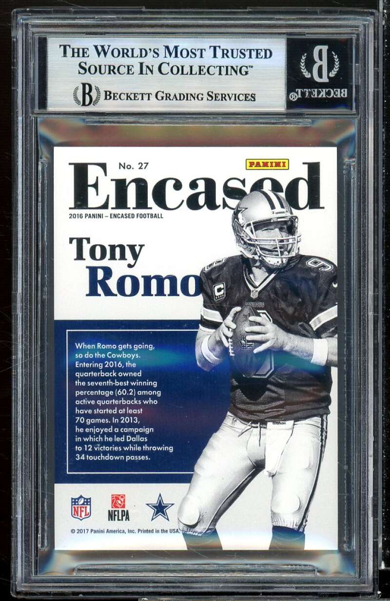 Tony Romo Card 2016 Panini Encased Silver #27 (#d 1/10) BGS 8.5 (8.5 9.5 9 8.5) Image 2