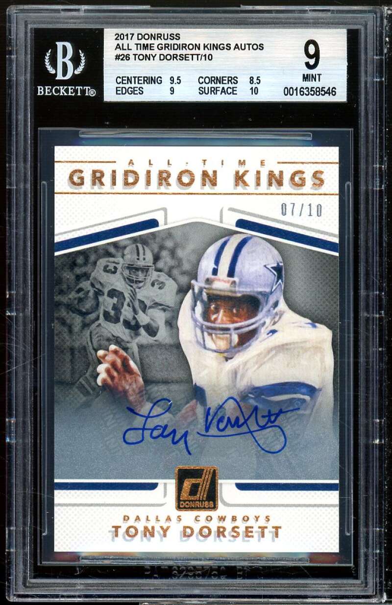 Tony Dorsett 2017 Donruss All-Time Gridiron Kings Autographs #26 (#d 7/10) BGS 9 Image 1