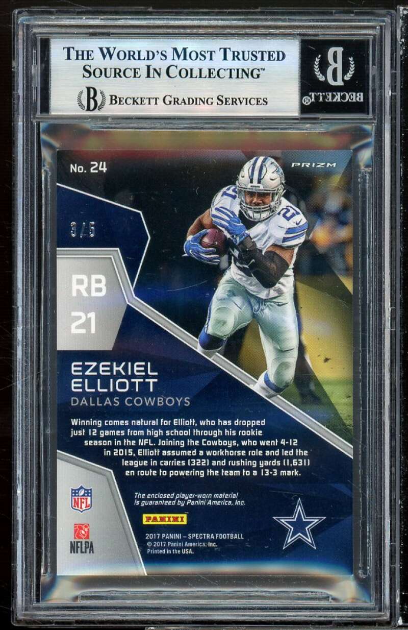 Ezekiel Elliott 2017 Panini Spectra Monumental MemNeon Orange #24 (3/5) BGS 9 Image 2