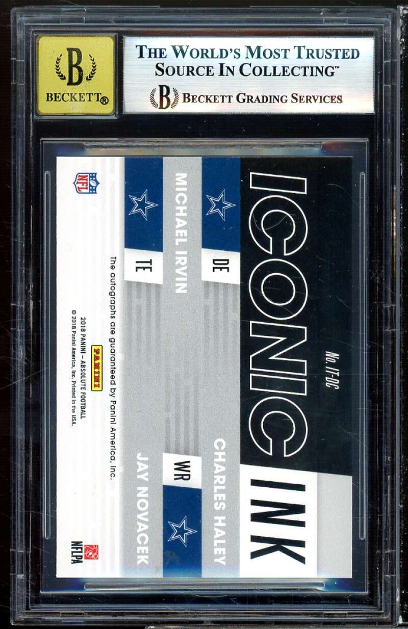 Novacek /Michael Irvin /Charles Haley 2018 Absolute Iconic Ink Triple #5 BGS 9 Image 2