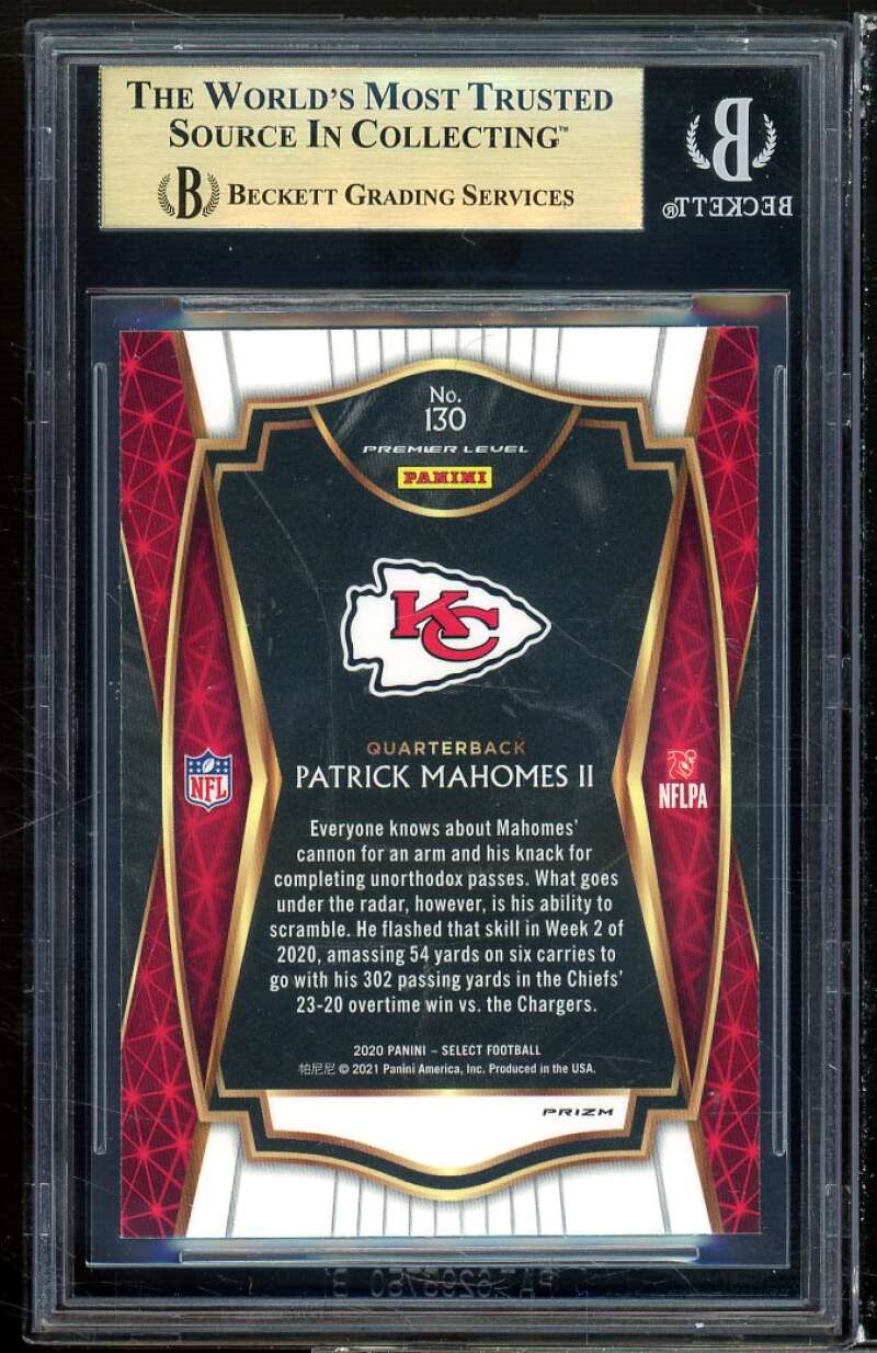 Patrick Mahomes Card 2020 Select Prizm Silver #130 BGS 9.5 Image 2