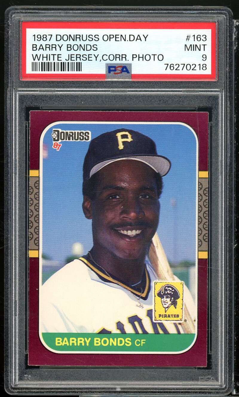 Barry Bonds Rookie Card 1987 Donruss Opening Day #163 PSA 9 (scratch on holder) Image 1