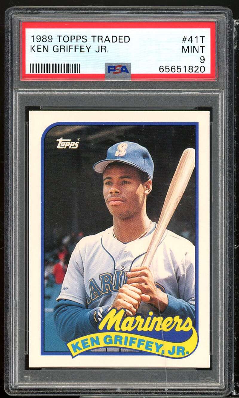 Ken Griffey Jr. Rookie Card 1989 Topps Traded #41t PSA 9 (crack on holder) Image 1