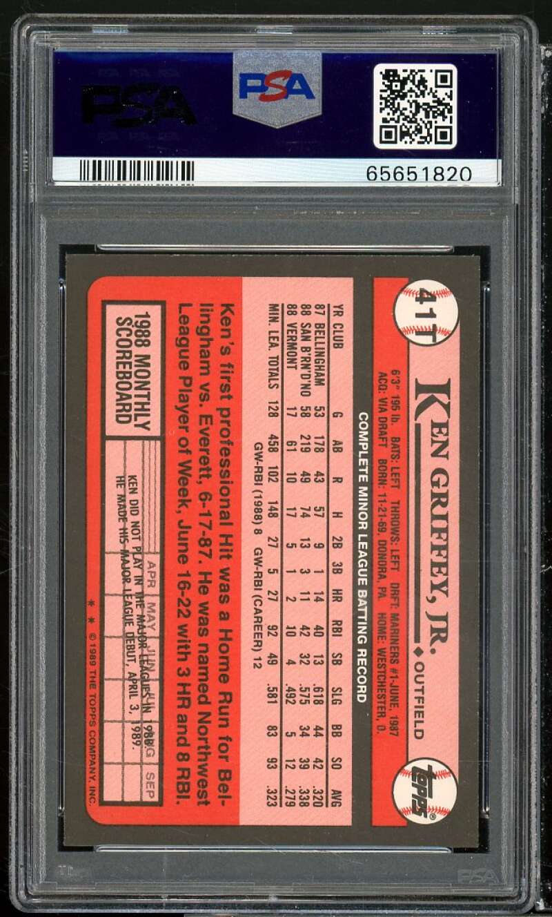 Ken Griffey Jr. Rookie Card 1989 Topps Traded #41t PSA 9 (crack on holder) Image 2