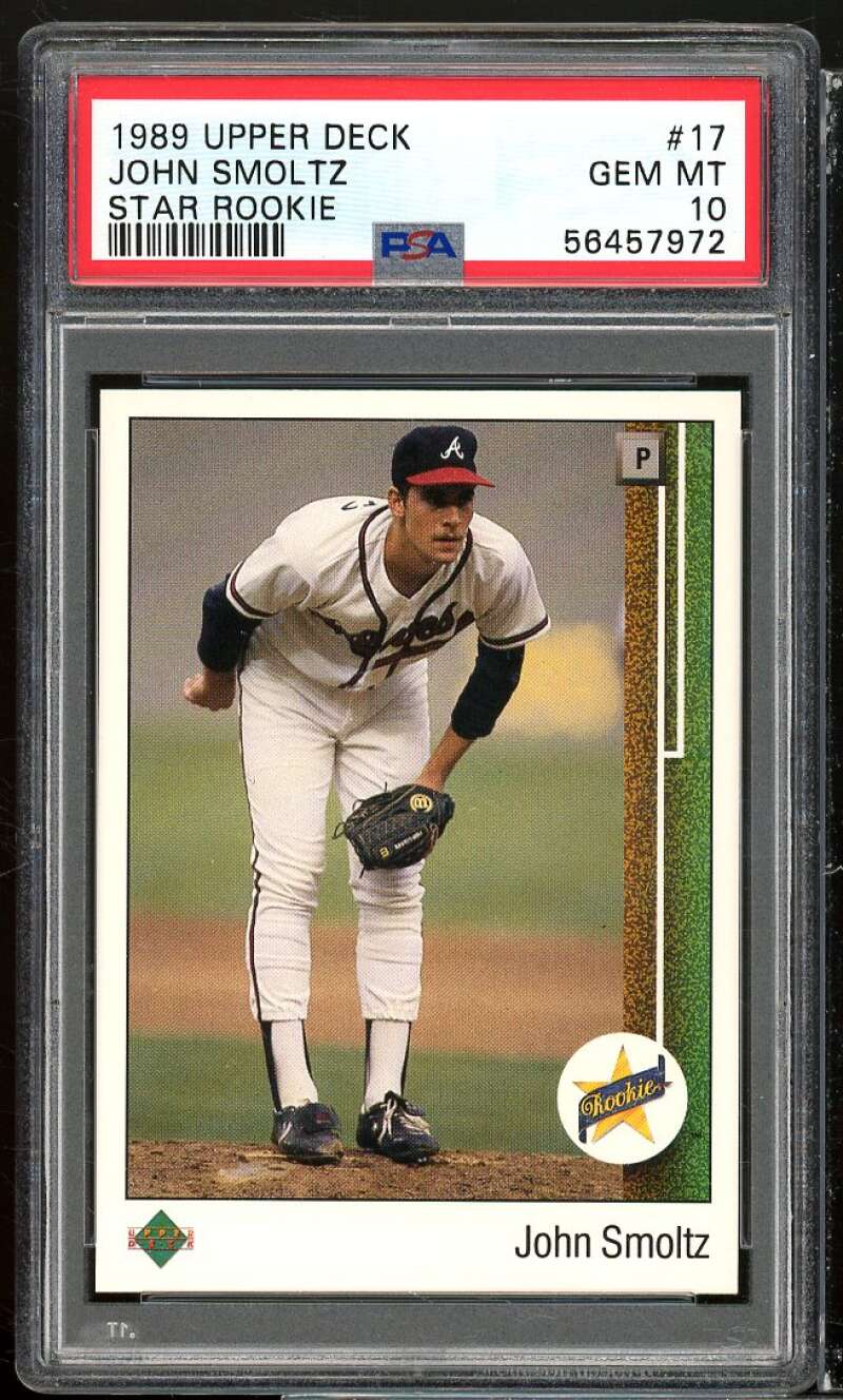 John Smoltz Rookie Card 1989 Upper Deck #17 PSA 10 (scratch on holder) Image 1