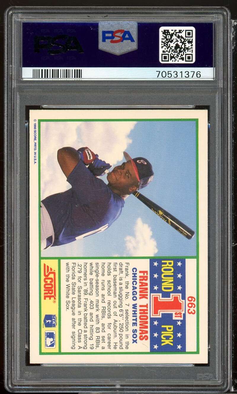 Frank Thomas Rookie Card 1990 Score Autograph Authentic #663 PSA/DNA 8 Image 2