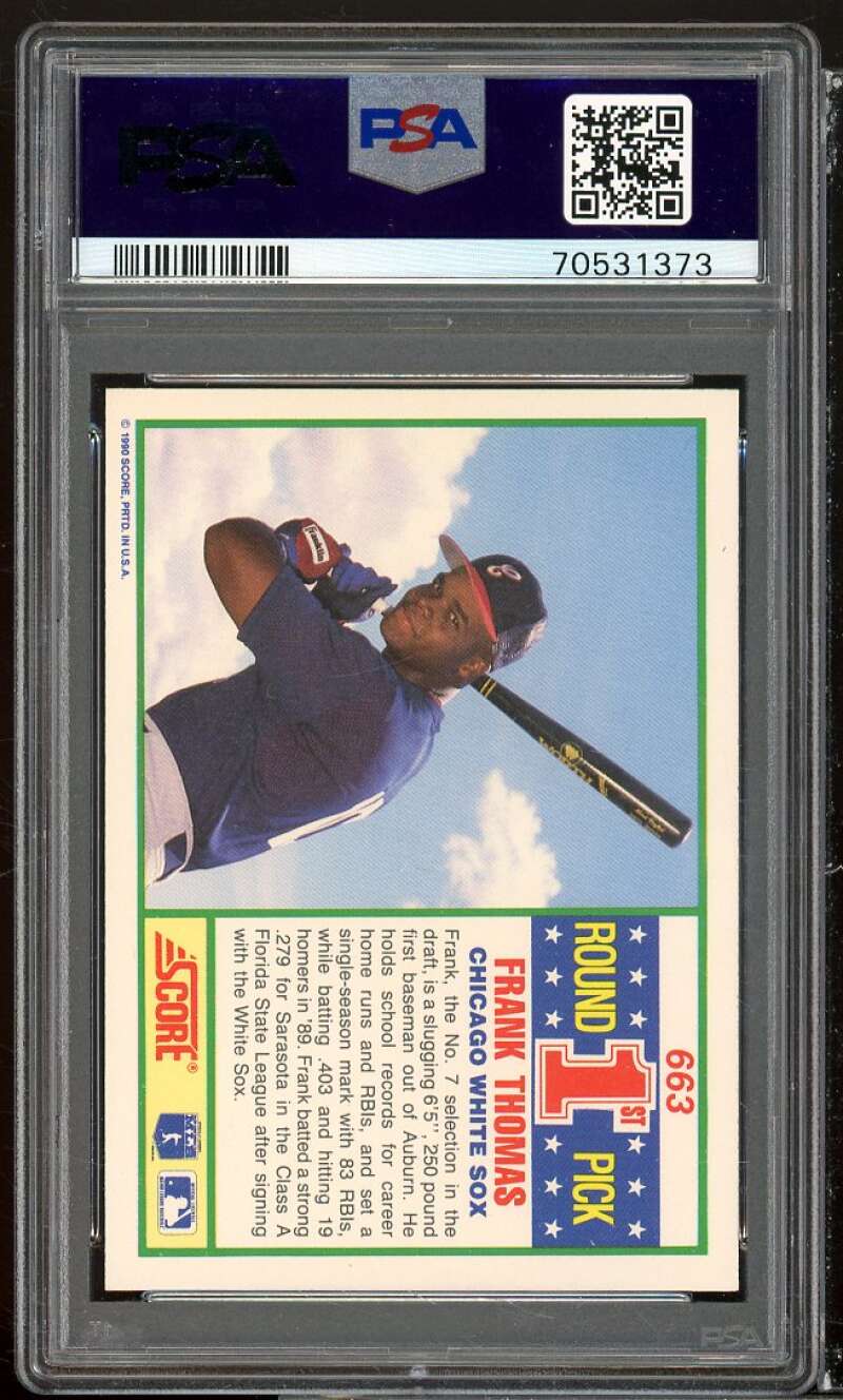 Frank Thomas Rookie Card 1990 Score Autograph Authentic #663 PSA/DNA 8 Image 2