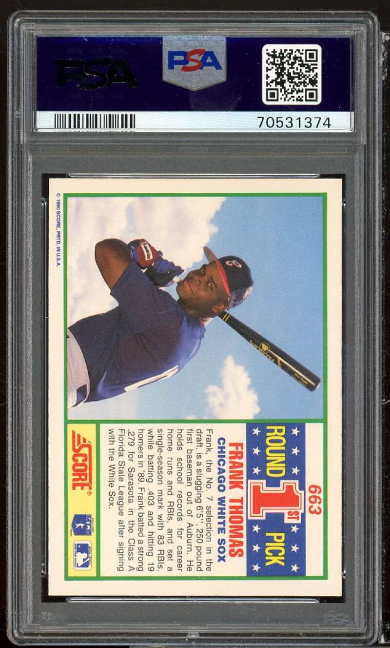 Frank Thomas Rookie Card 1990 Score Autograph Authentic #663 PSA/DNA 8 Image 2